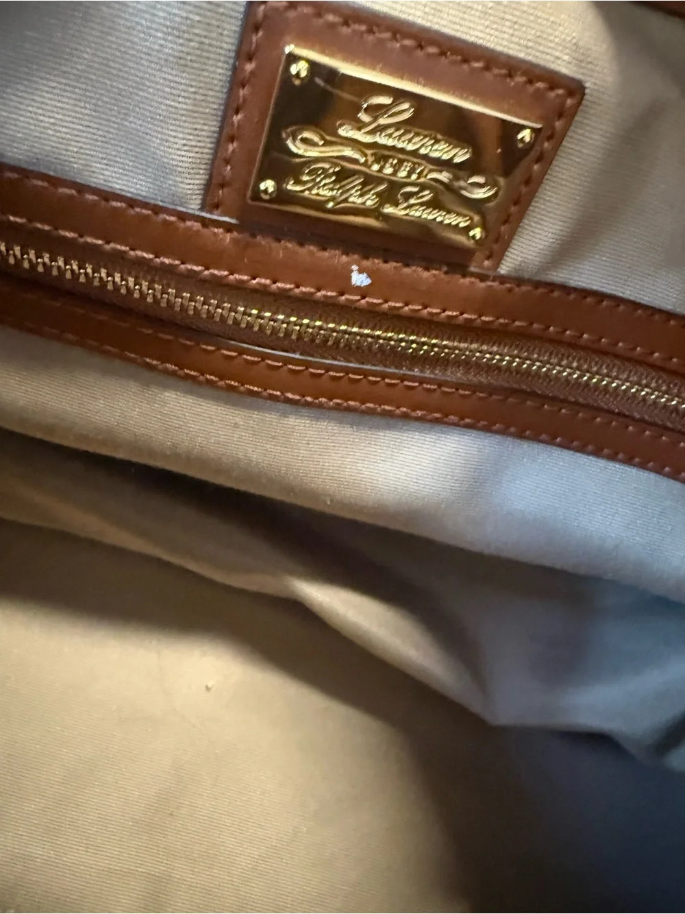 Ralph Lauren Black & White Striped Canvas Weekender with Brown Leather